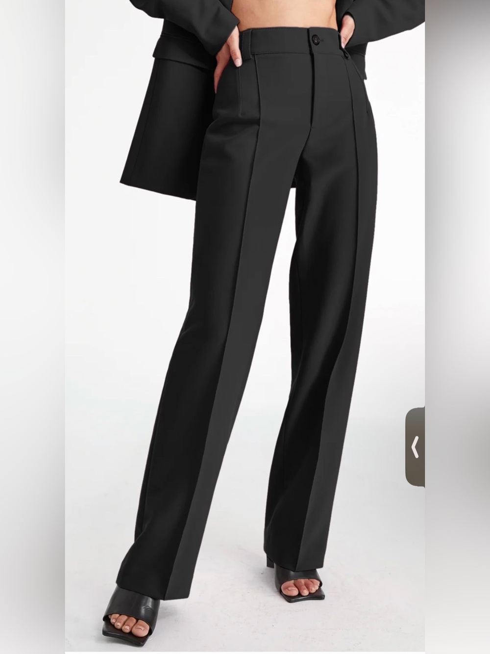 Commense Black Tailored High Waisted Straight Leg Trousers